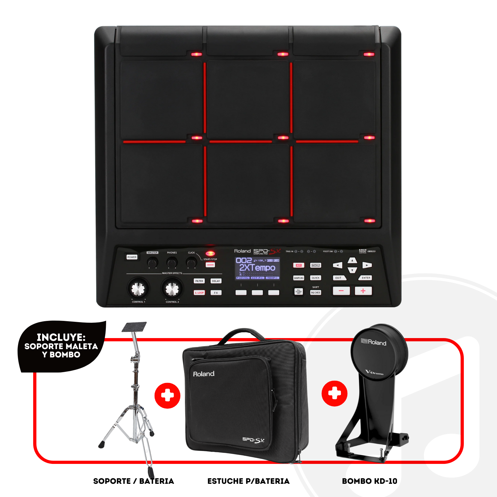 Combo Batería Electrónica ROLAND SPD-SX | SOPORTE + ESTUCHE + BOMBO ELECTRICO