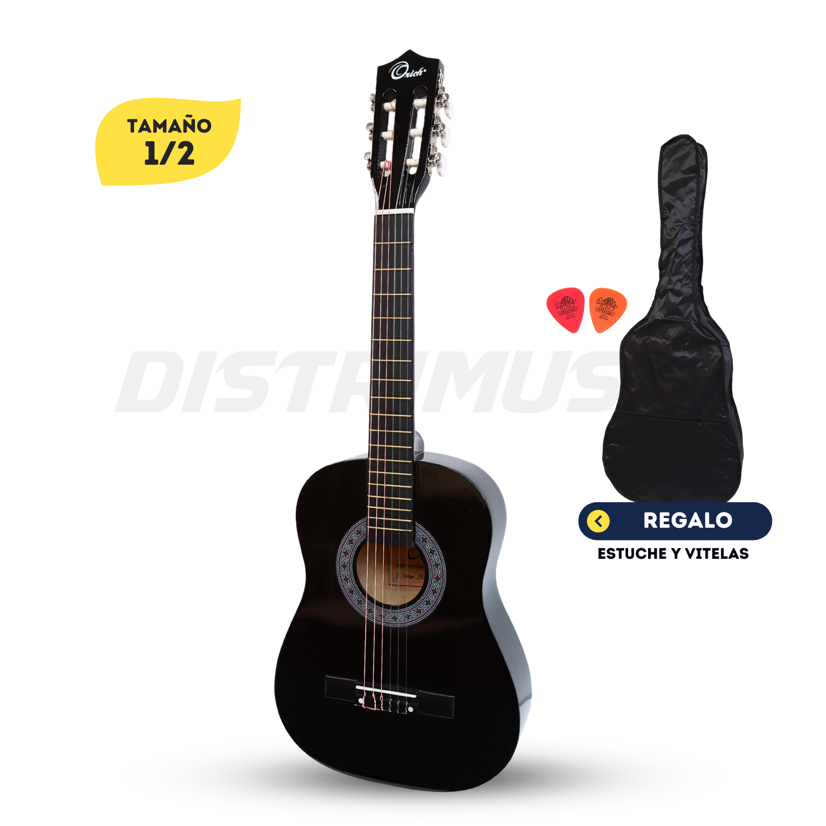 Guitarra Clásica 1/2 ORICH OCG811 NEGRO + Estuche