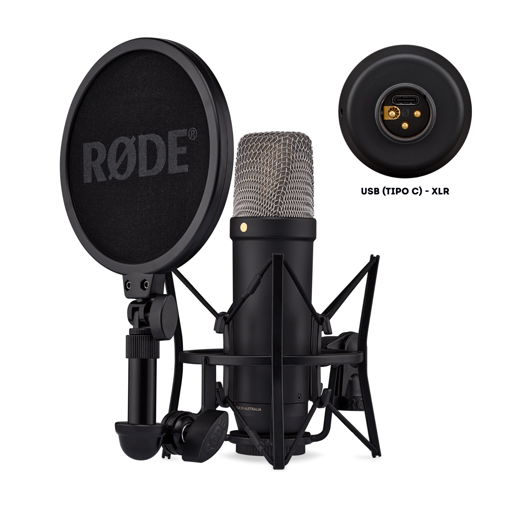 Microfono RODE NT1 5th GEN | USB-XLR - Incluye Soporte - Anti pop