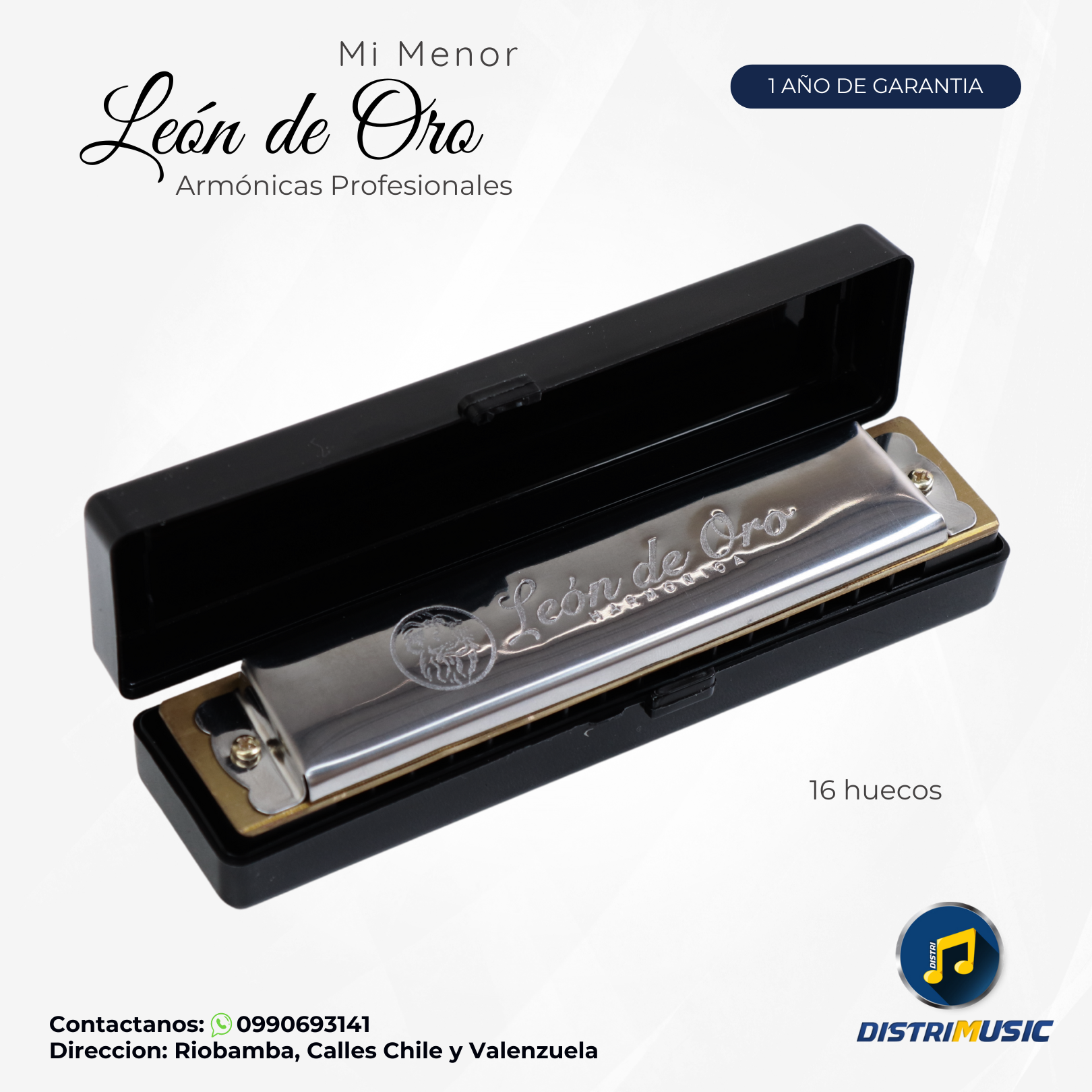 Armónica León de Oro VL16-1 Silver | Pareada nota MI menor 26 huecos