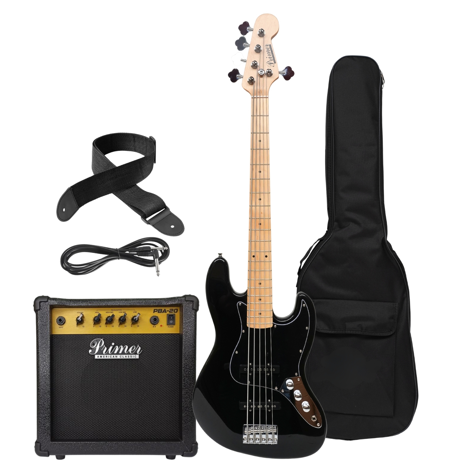 Combo de Bajo Eléctrico Pasivo PRIMER PJB-5 J BASS 5-STRING MN BLK + Amp. 20Watts