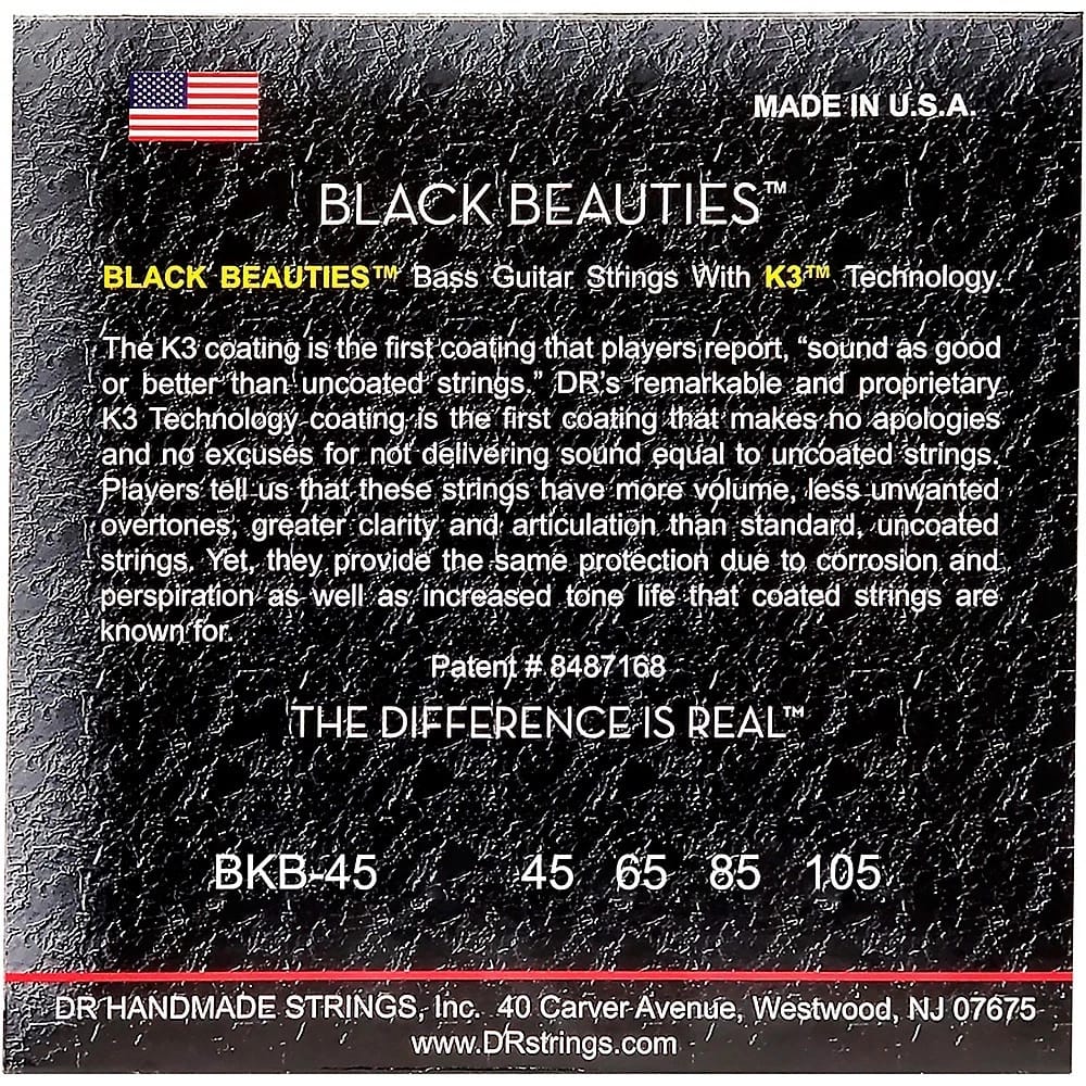Juego de Cuerdas de Bajo DR BLACK BEAUTIES - 5 cuerdas | BKB5-45 - COLOR NEGRO - Imagen 2
